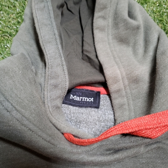 Marmot Hoodie Mens Small Green Orange Pullover SweaterSweatshirt 74 Hoody H1 - Picture 4 of 7